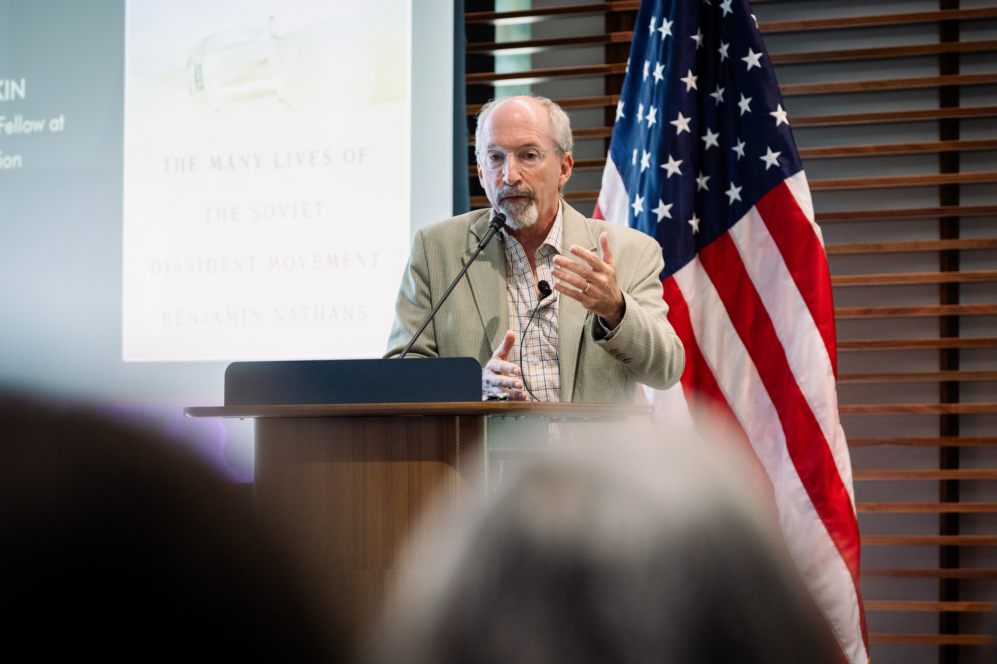 Benjamin Nathans, author of To the Success of Our Hopeless Cause, speaks about his now Pulitzer-winning book at the Hoover Institution on August 12, 2024. (Patrick Beaudouin)