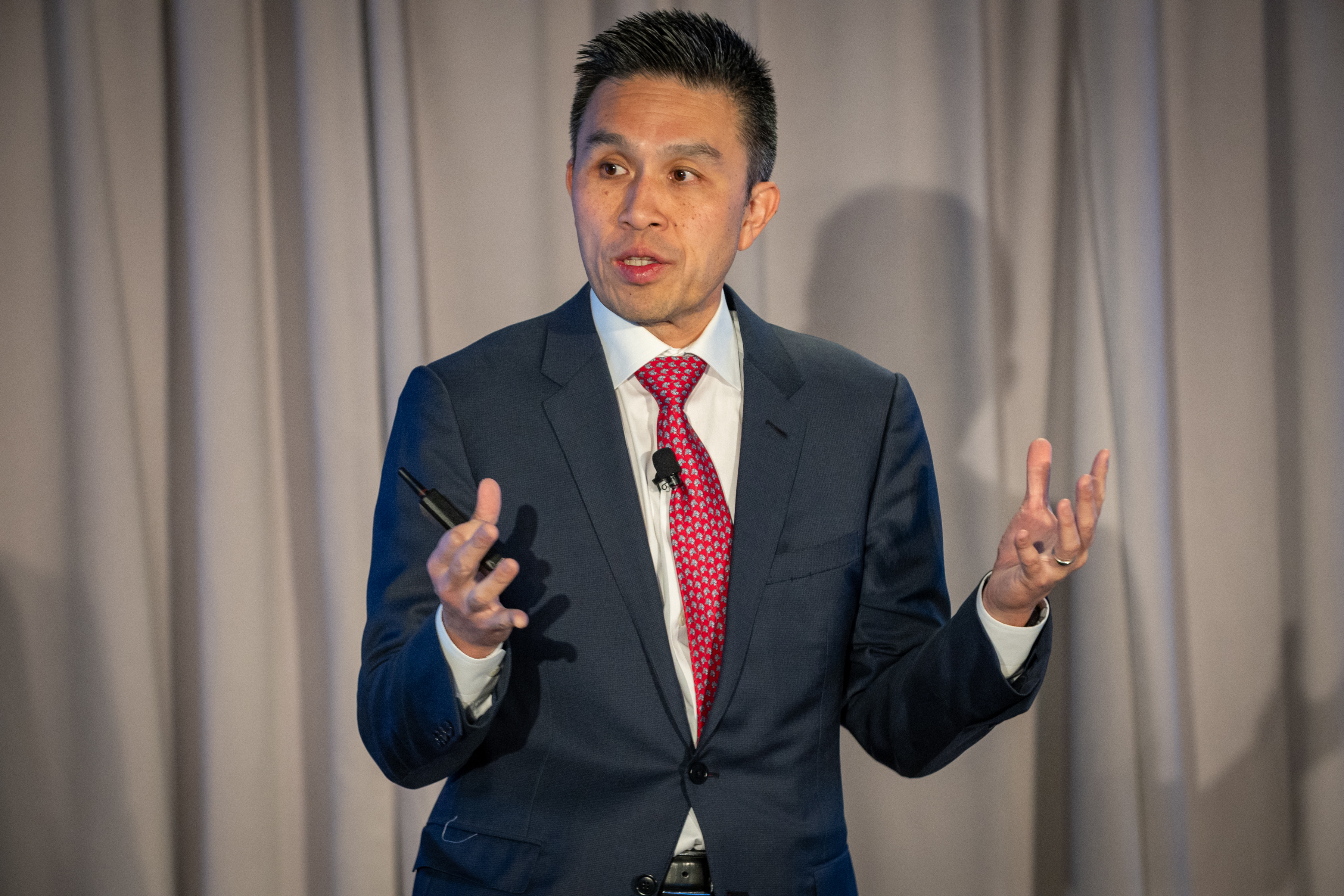 Fellow Lanhee J. Chen speaks about US healthcare at Hoover’s Board of Overseers meeting in Washington DC, on February 24, 2025. 