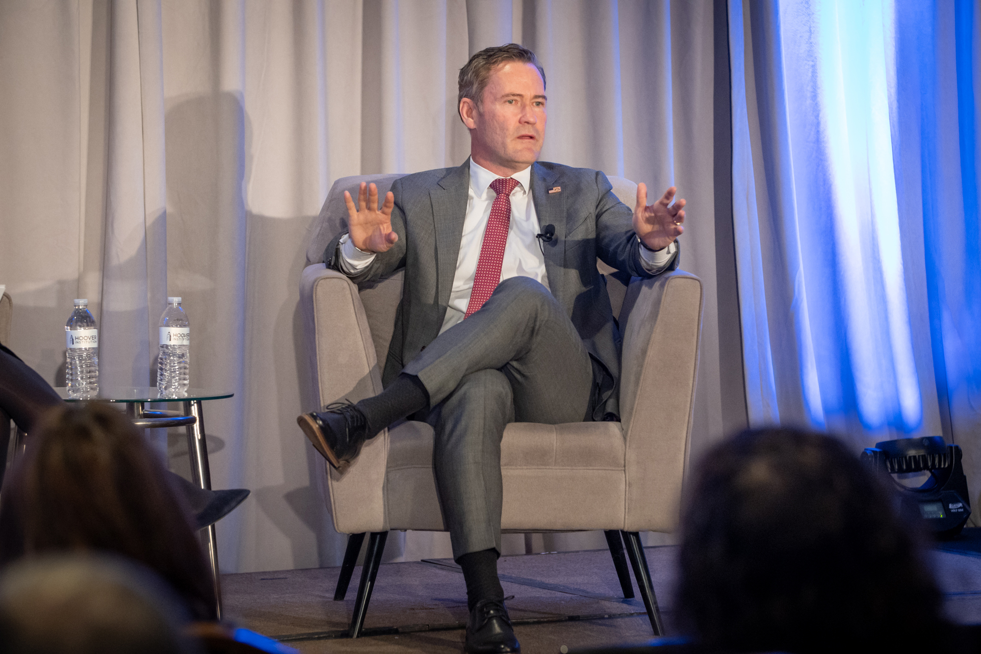 US National Security Advisor Mike Waltz speaks at the Hoover Institution Winter Board of Overseers meeting on February 25, 2025. 