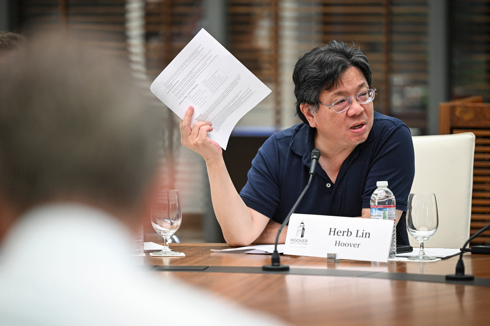 Research Fellow Herb Lin speaks to state education system leaders on May 16, 2025. 