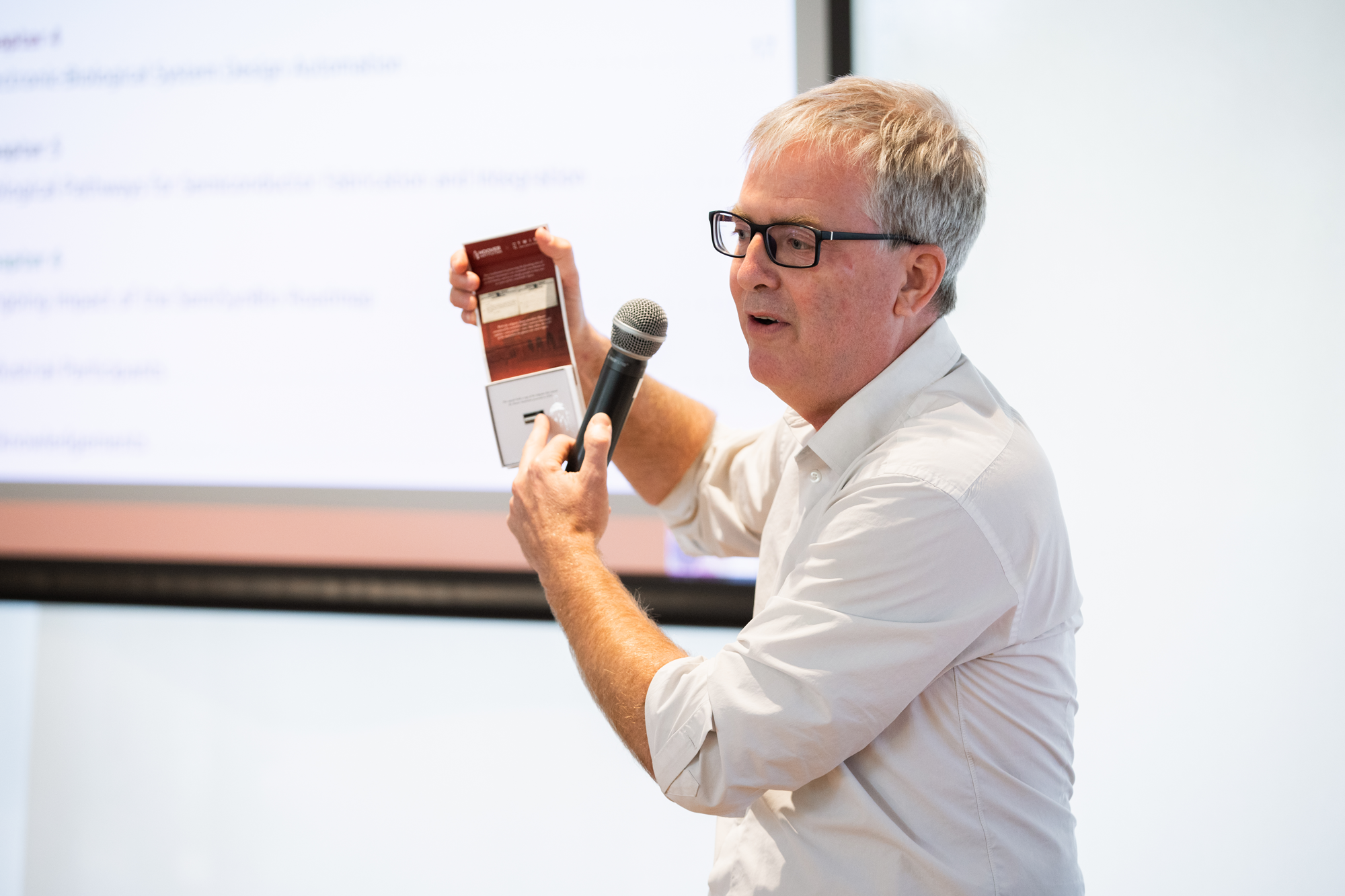 Senior Fellow Drew Endy speaks to diplomats about synthetic biology on June 25, 2025. (Patrick Beaudouin)