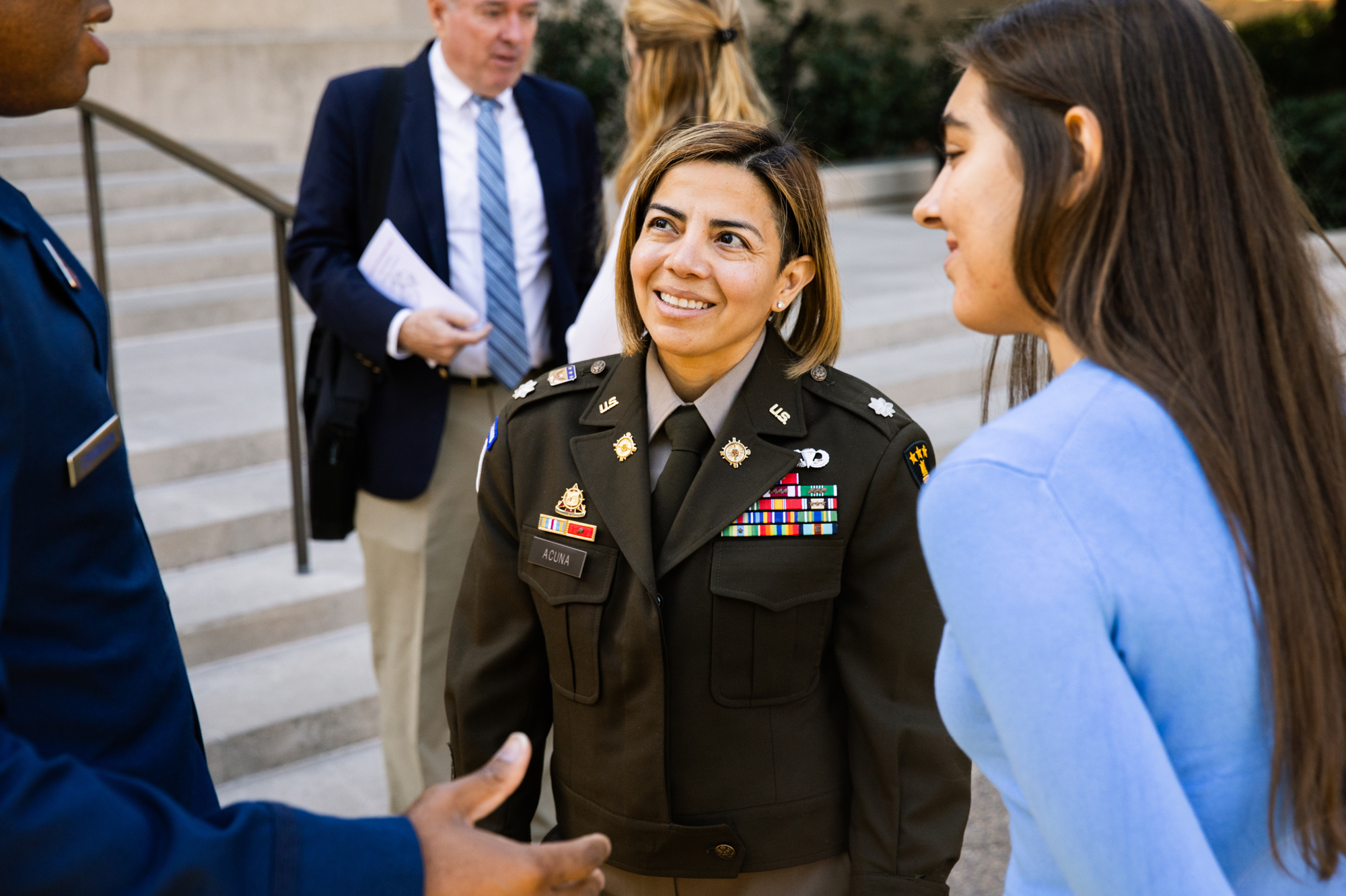 LTC Melinda J. Acuña is seen outside Hoover Tower on November 8, 2024. (Patrick Beaudouin)