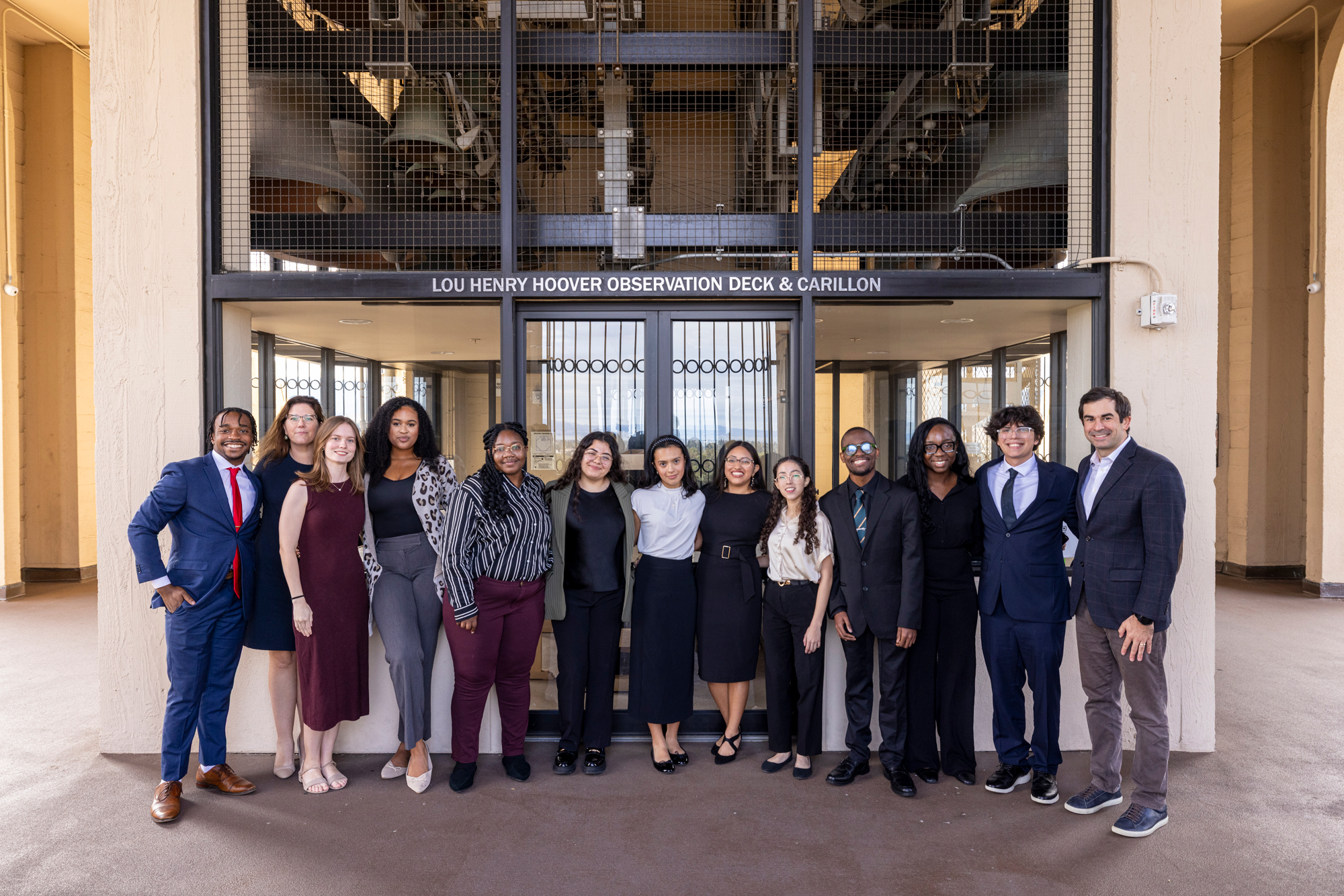 AFC Fellows are seen on the Hoover Tower observation deck on October 1, 2025. (Daniel Beck) 