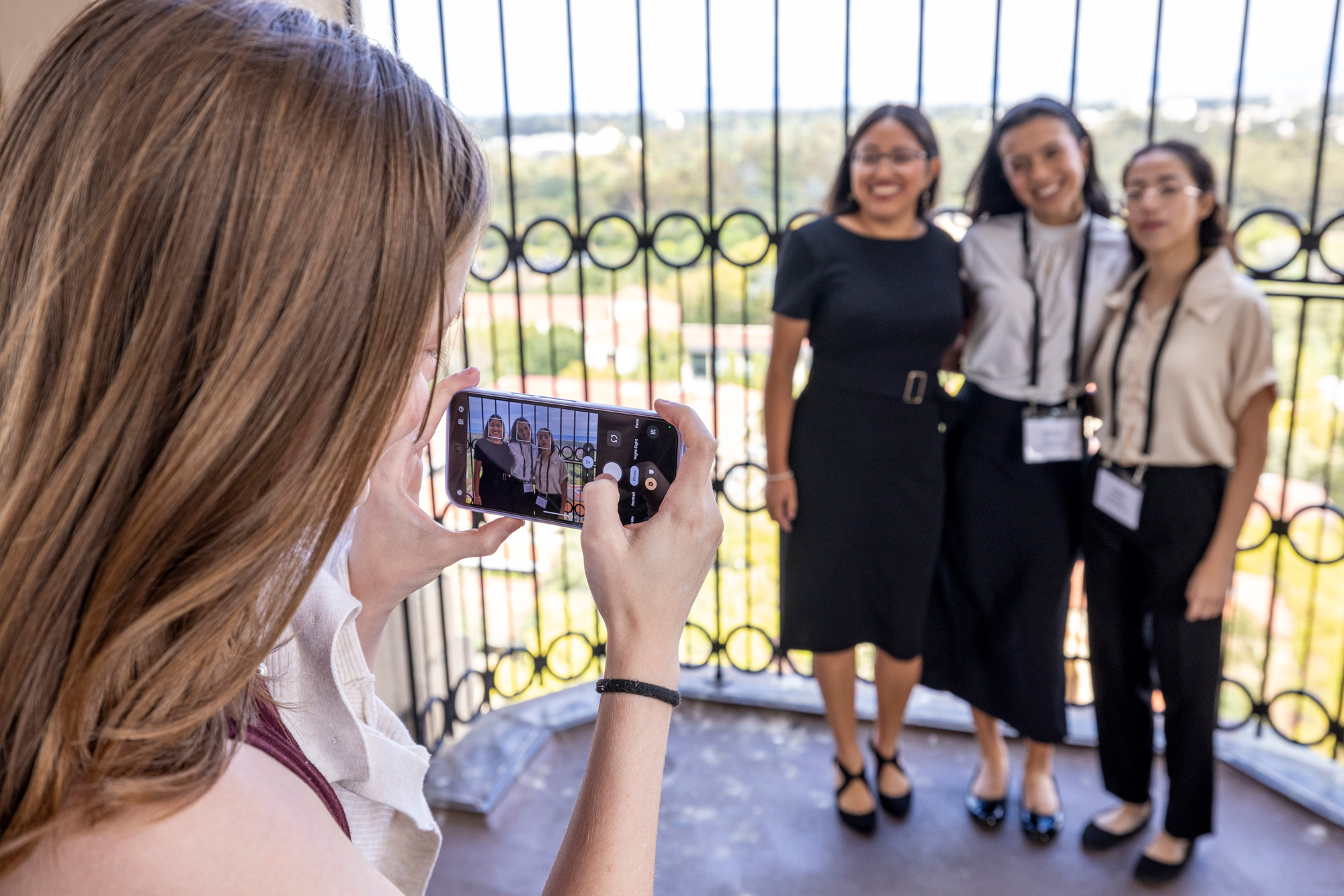 AFC Fellows pose for a photo on the Hoover Tower observation deck on October 1, 2025. (Daniel Beck)