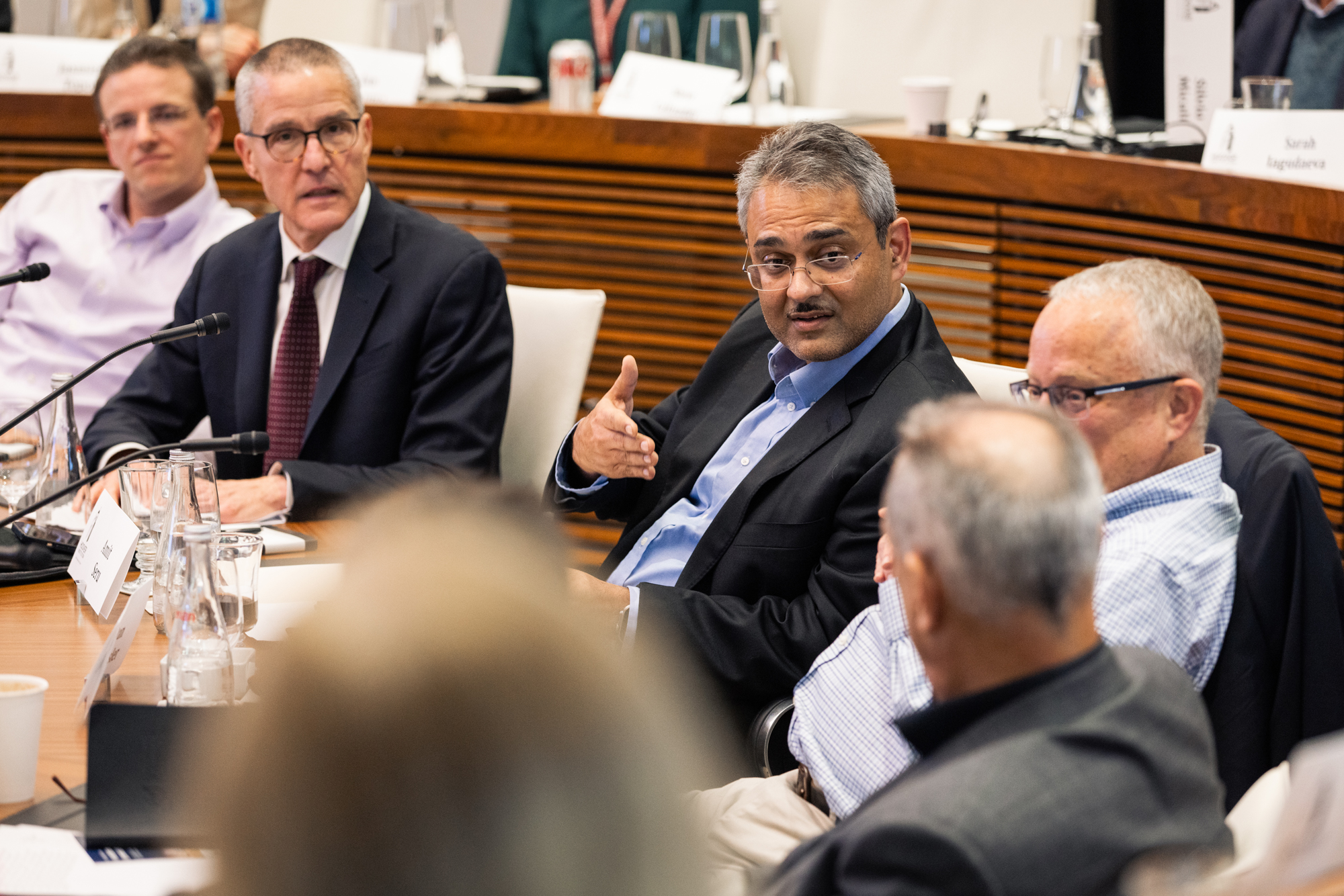 Hoover Senior Fellow and Stanford GSB Professor of Finance Amit Seru presents research on the ideological makeup of university boards. (Patrick Beaudouin)