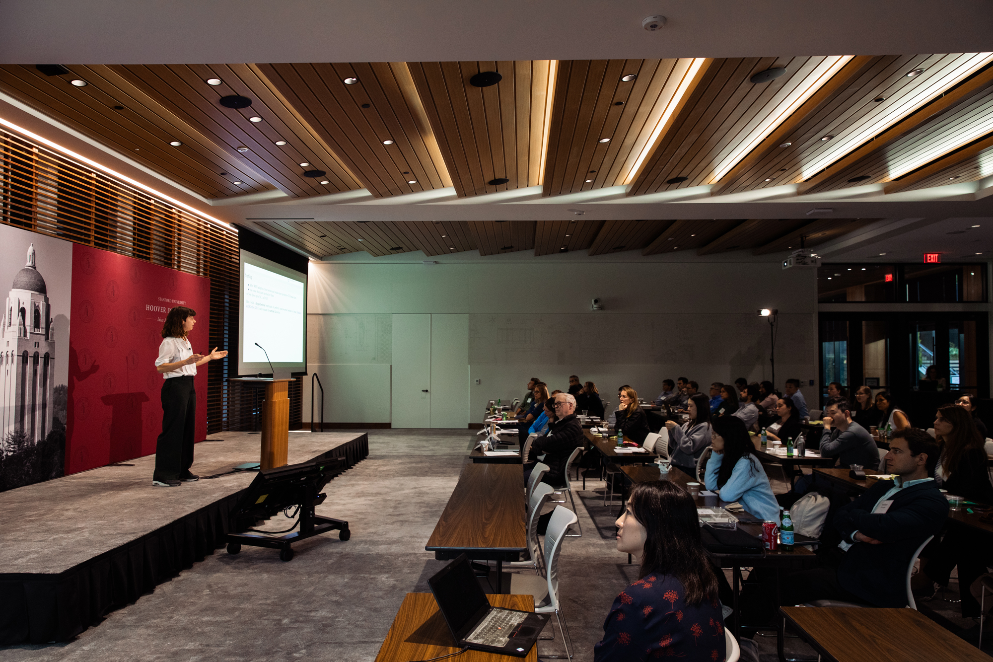 Attendees of the Remote Work Conference are seen in Shultz Auditorium on October 22, 2025. (Patrick Beaudouin)