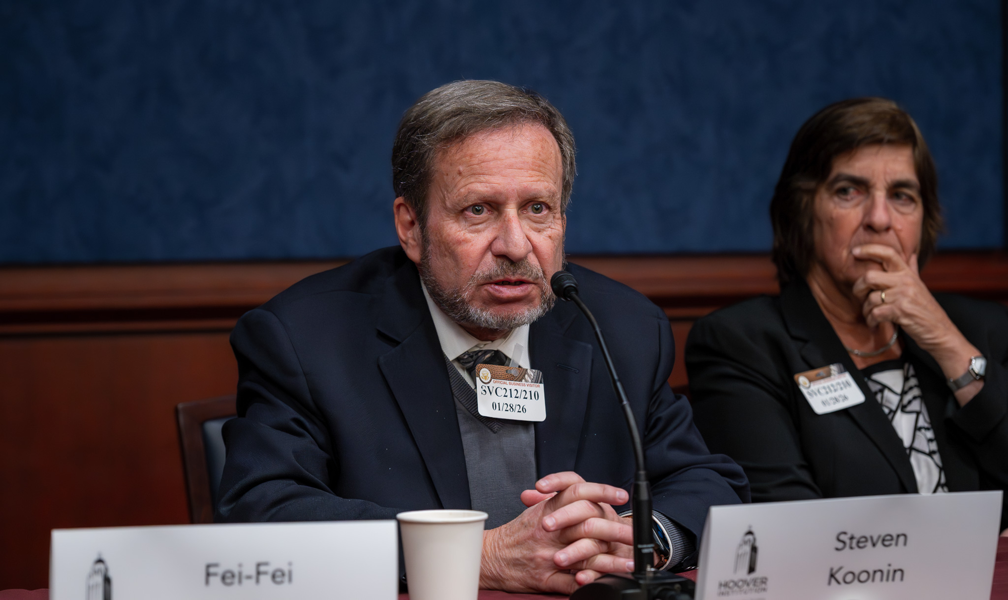 Senior Fellow Steven Koonin speaks during the SETR faculty panel.