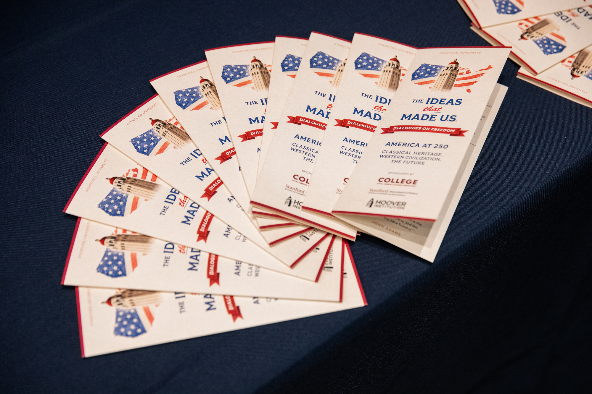 Pamphlets for Ideas That Made U.S.: Dialogues on Freedom are seen on February 11, 2026. (Patrick Beaudouin)