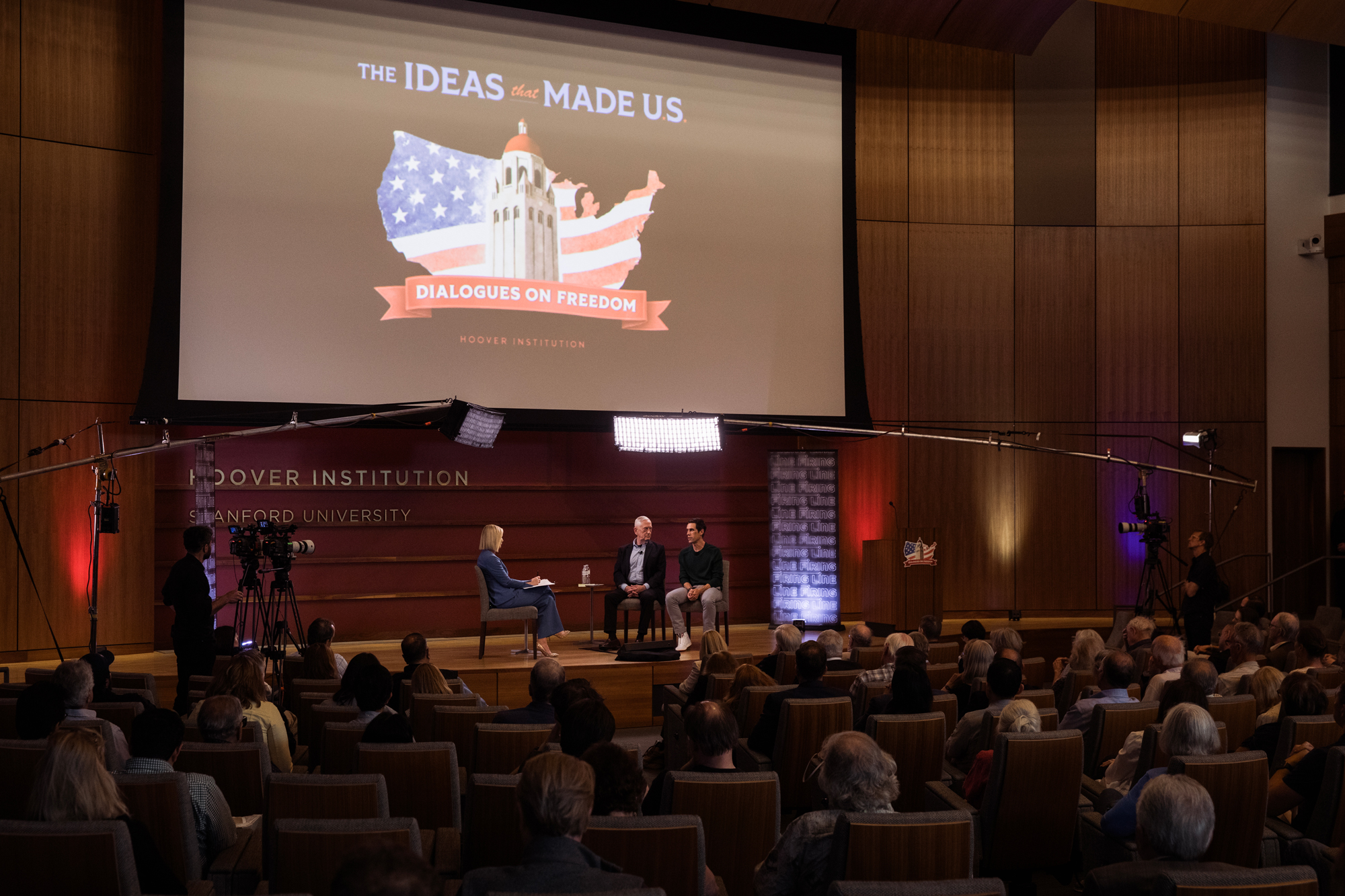 Attendees are seen in Hauck Auditorium during a live taping of PBS’s The Firing Line on March 18, 2026. (Patrick Beaudouin)