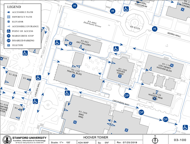 ADA map of Hoover campus, Stanford University