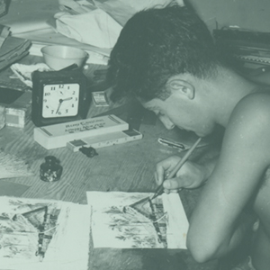 Bellantoni at desk drawing