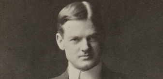 detail of a black and white photo of Herbert Hoover