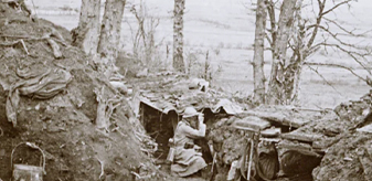 Detail of black and white photo from the trenches of World War I, from the WWI Pictorial Collection (XX247)