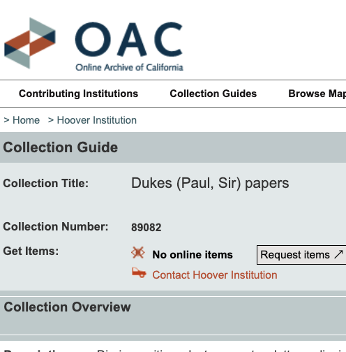 screenshot of how to request archival digitization