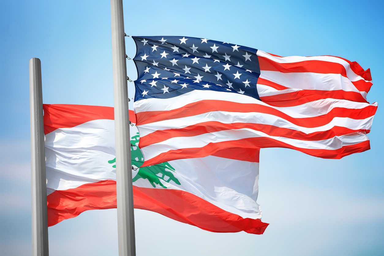 United States and Lebanon Flags