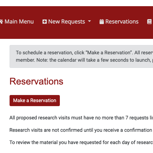 screenshot of how to make a reservation