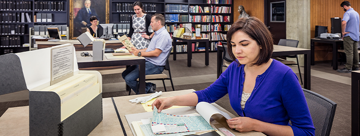 color photograph of people researching in the reading room