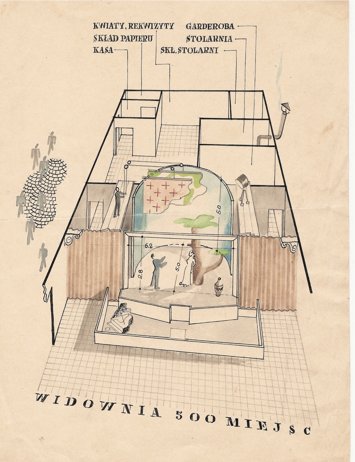 Plan of the camp theater (Jan Jasiewicz Papers, Hoover Institution Archives)