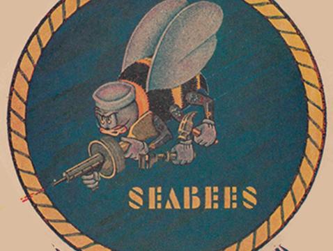 US Navy Seabee logo of a bumblebee shooting a tommy gun