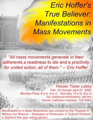 Image for Eric Hoffer's The True Beliver: Manifestations in Mass Movements