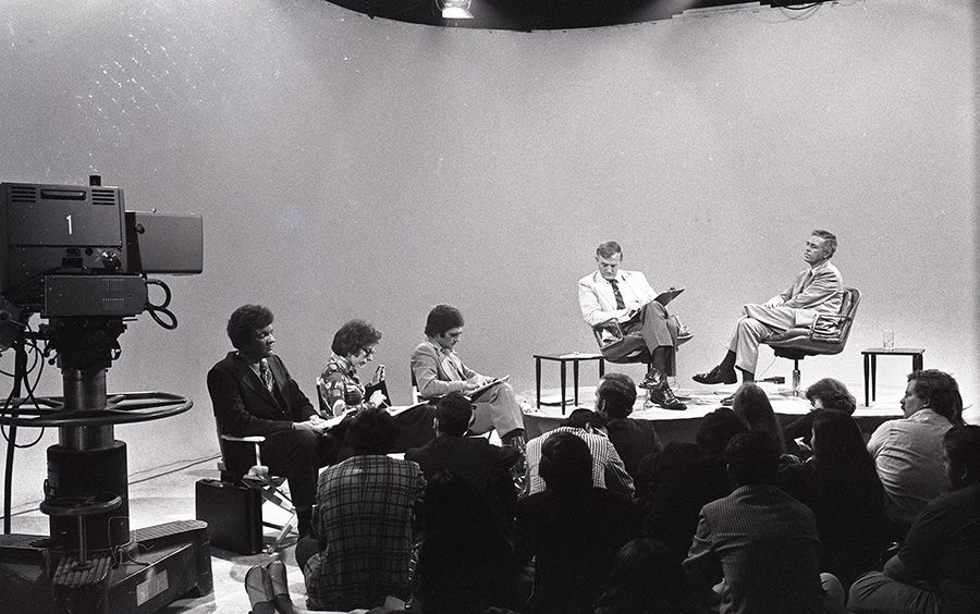 Photograph of William F. Buckley Jr. and James Buckley, September 4, 1974, Program S0152