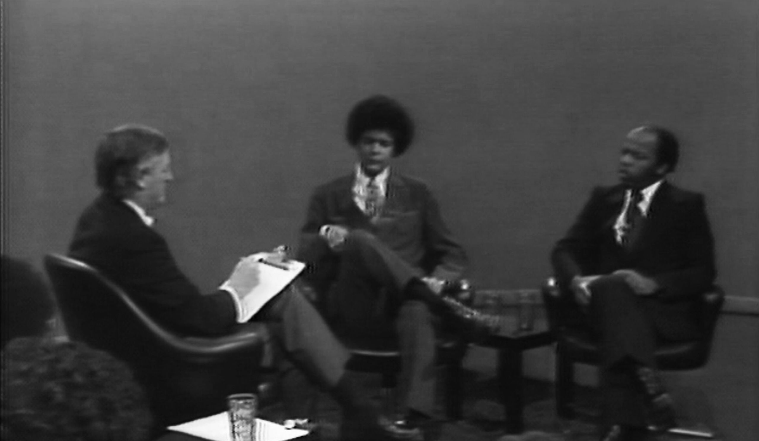 Image of William F. Buckley Jr., Julian Bond, and John Lewis, January 23, 1974, Program S0129