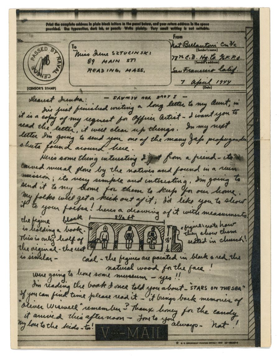 Victory Mail from Natale Bellantoni to Irene Sztucinski, April 7, 1944.
