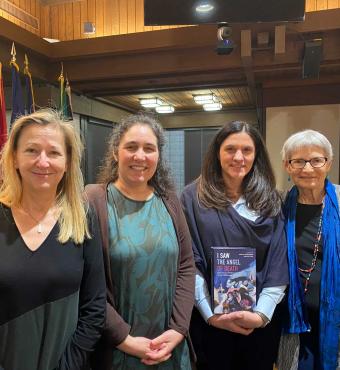 Jolluck, Adler, Friedla, and Grossman participants at book talk I Saw the Angel of Death