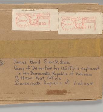Stamped brown envelope from Sybil Stockdale to James B. Stockdale