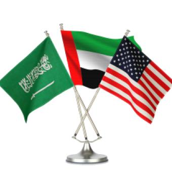 UAE, Saudi, and US flags