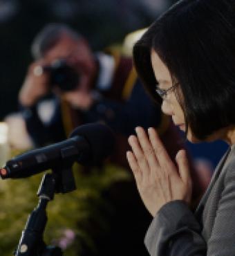 Caption: Taiwan's first woman President, Tsai Ing-wen, in a scene from "Invisible Nation," directed by Vanessa Hope. Photo: Laura Hudock. Courtesy: Invisible Nation.