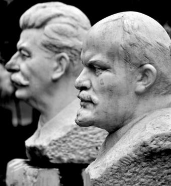 Lenin and Stalin Statue in Moscow stock photo