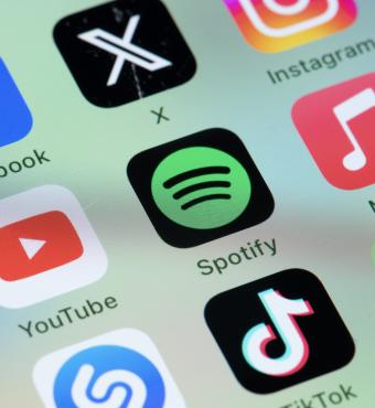 Phone screen with different social media platforms