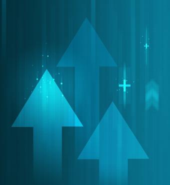 Economics graphic, arrows pointing up