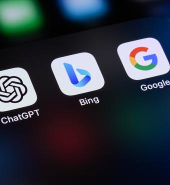 ChatGPT, Bing and Google stock photo