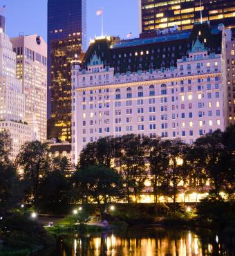 Plaza Hotel and other buildings as seen from Central Park stock photo