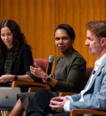 Hoover Institution Director Condoleezza Rice speaks about generative AI and democracy on September 24, 2024. (Patrick Beaudouin)