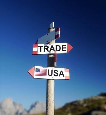 USA and trade war concept stock photo