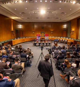 Stanford and Hoover Institution contributors to the Stanford Emerging Technology Review are seen on Capitol Hill on February 25, 2025. (DMV Productions)