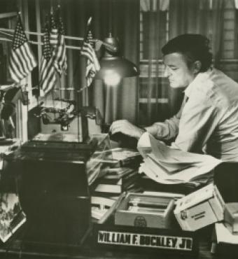 William F. Buckley Jr. at his typewriter