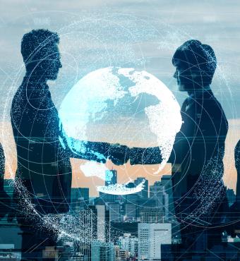 Global business concept. Shaking hands businessperson. stock photo