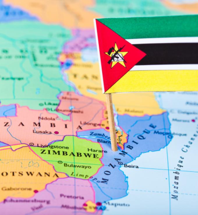 Map and flag of Mozambique stock photo