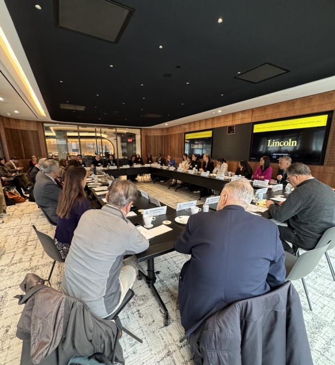 Participants in a day-long symposium on the policy implications of AI are seen in Hoover’s Washington, D.C. offices on December 9, 2025.