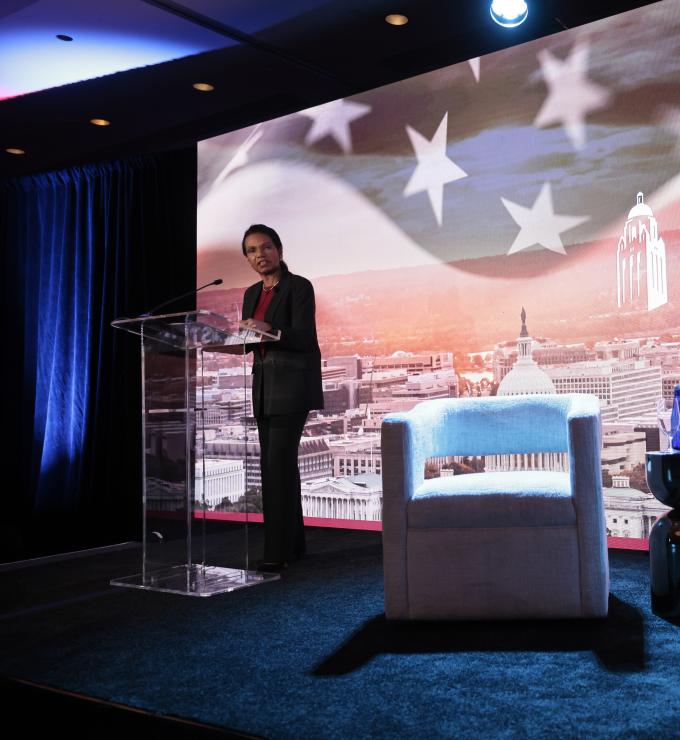 Hoover Institution Director Condoleezza Rice speaks at the Hoover Winter Meeting in Washington, DC, on February 23, 2026. (Eric Draper)