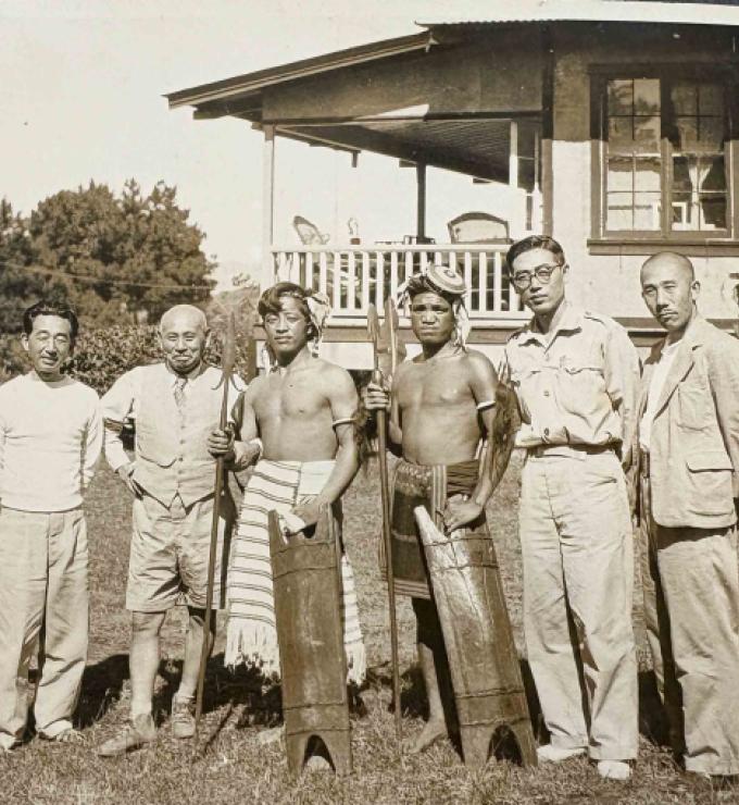 Guests to the Igorot community, November 29, 1943, featuring Ishizaka Yōjirō, a renowned Japanese novelist who was dispatched by the Japanese Army as a war correspondence writer