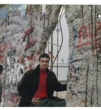 Andrew Nagorski at the Berlin Wall, early 1990, shortly after it fell