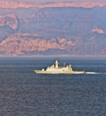 Navy boat patrolling in the Gulf of Aqaba