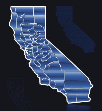 Blue map of California