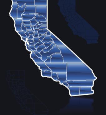 Blue map of California