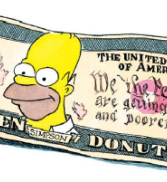 $10 bill with picture of Homer Simpson